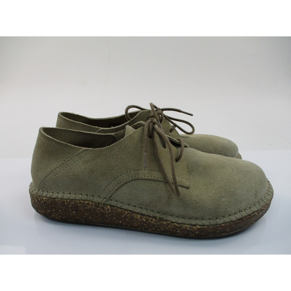 Birkenstock Main Shoes Women 37 Taupe Suede Lace Up Cork Midsole Comfort Oxfords